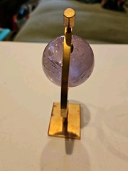 Brass Caliper with Crystal Ball Vintage Table Decor