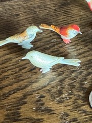 VTG Tiny Miniature Bird Figurines Japan 7 Carved Painted Celluloid Hard Plastic