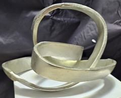 Metal Abstract Ribbon Sculpture Metal Art Modernist Mid Century Mcm 8×8×6″