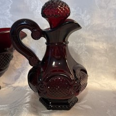 Vintage Avon Cape Cod Red Glassware Lot Sugar Creamer Cruet Butter Dish Gravy
