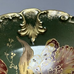 GDA Antique France Porcelain Limoges Hand Painted Tulips Green Gold Art Nouveau