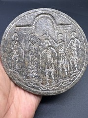 Natural Jasper Stone Old Bactrian Babylonian Royal Place Story Intaglio Round Ti
