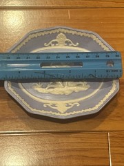Vintage Blue Jasperware Trinket Dishes Neoclassical Cherub Cameo Trays Pair