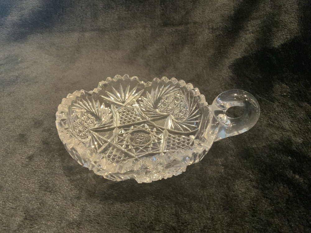 Vintage Lead Crystal Candy Dish With Sawtooth Rim
