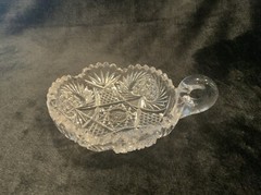 Vintage Lead Crystal Candy Dish With Sawtooth Rim