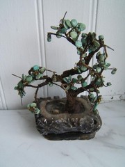 ANTIQUE CHINESE TURQUOISE GEMSTONE BONSAI TREE