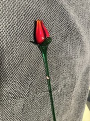 NEW! Vintage Hand Blown Glass Art Rose Bud Flower Long Stem 20 “