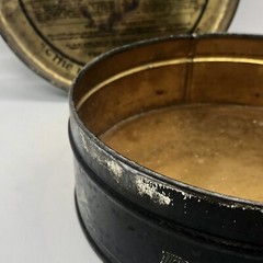 Vintage Art Deco Metal Tin Black & Gold w Flowers Du-All Mop Round Storage 1920s