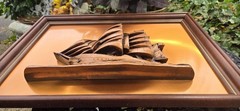 NAUTICAL, FRAMED, COPPER CLAD “3D” SHIP MODEL Victor Personette 22X16″