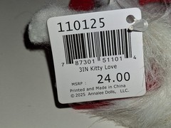 Annalee 3 in “Kitty Love” White Cat Felt Heart Artist Doll Valentine’s Day New