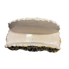 Italian Pottery Rococo Style Letter or Napkin Holder Yellow Floral