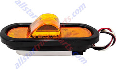 Qty 2 6″ Mid Turn Signal Amber Marker Light Rubber Mount 18 LED W/Reflex Lens Un