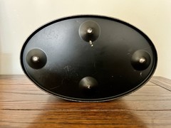 Vtg Toleware Handpainted Black Metal Mail Can Lighthose, Ship, Gulls, Sea