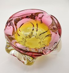 Gorgeous Bohemian Joseph Hospodka for Chribska Glassworks Art Glass Heavy Dish