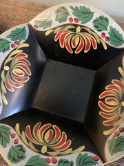 Vintage Pennsylvania Dutch Folk Art Toleware Bowl and Candle Holders~1940s