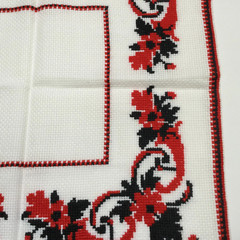 Ukrainian Traditional Cross-Stitched Square 17″ Table Runner in Black and Red