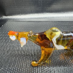 Venetian Art Glass Hand Blown Tiger Cat Hand Made Italian Glass Figurine Figure