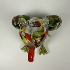 Fitz and Floyd Art Glass Frog Figurine Multicolor Millefiori Hand‑Blown Display