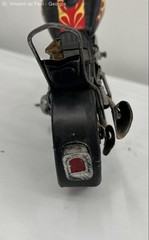 Vintage Motorcycle Metal Art Handcrafted Black Yellow Flame Great Condition 12″
