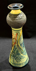 VTG Barocco Valbonne France Faït Main Handmade Art Pottery Vase 11″ H Enameled