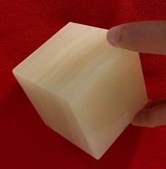 Vintage White Onyx Alabaster Stone Square Display Stand or Base Cube Paperweight