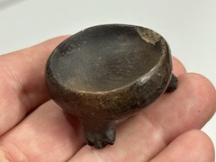 AMAZING AUTHENTIC MINIATURE PRE-COLUMBIAN EFFIGY POTTERY TRIPOD BOWL POT, MEXICO