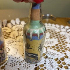 Pair Of Colorful Miniature Sand Art Bottles Handmade Brazil? Vintage
