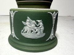 RARE – LATE 19TH CENTURY- WEDGWOOD SAGE GREEN JASPERWARE – INK WELL – CLASSICAL