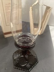 Avon 1876 Cape Cod Collection RUBY RED PEDESTAL Hurricane Lamp ORIGINAL BOX Pz