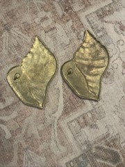 Brass Sea Shells -Relief Placques Decor Nautical Beach Decor Set Of 2