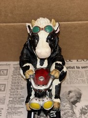 VTG Enesco Harley Davidson Motorcycle Parastone Cow Bull Holsteins Statue