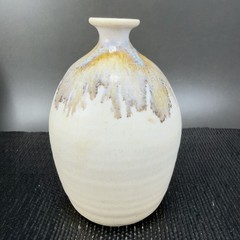 Vintage Stoneware Pottery Drip Glaze Bud Vase Vessel Bottle Artist Signed Decor