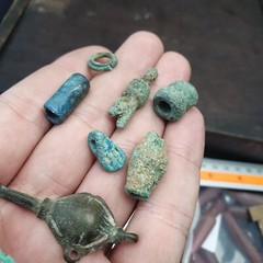 RARE Lot 9 Antique Bronze Near Eastern Beads pendants Artifacts from Afghanistan