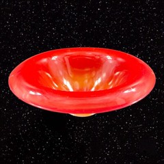 Antique 1920s Northwood Chinese Coral Amberina UV Glow Footed Rolled Rim Bowl