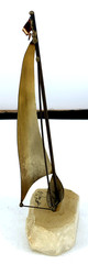 John Demott Metal Sailboat Sculpture Brass Onyx 8.5″ Signed