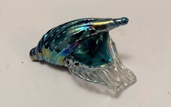 97” Iridescent Kevin Fulton Studio Art Glass Sea Shell Ocean Blue color-Signed