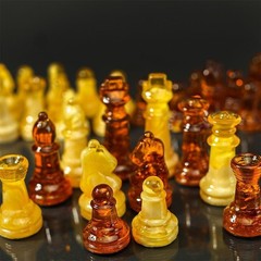 Made in USA Baltic Amber Chess Set with Board Handmade Genuine Game Gift