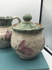 Original ❤️ Parsley Artisan Pottery Magnolia￼Creamer & Sugar