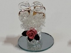 Vintage Unbranded Spun Glass Figurines on Mirrored Bases Lot of 5 Bird Theme
