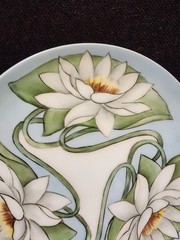 Art Deco Haviland Lotus Flower Lily Pads Porcelain Plate 8.5″ Hand Painted