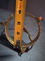 Vintage Ornate Cut Glass Trinket Bowl w/Brass Holder – 5″ Tall- Damage-*READ*