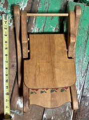 Vintage Doll Wooden Folding Rocking Chair w/ Apples