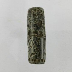 Ancient Sassanian Green​ Jasper Stone Bead Seal Roll Cylinder Intaglio #323