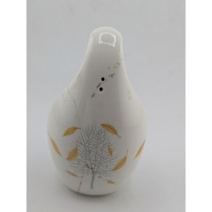 Vintage Ceramic Bird Shaker White Gold Leaf Design