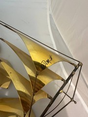 John DeMott Brass Sailboat Clipper Ship Sculpture Signed