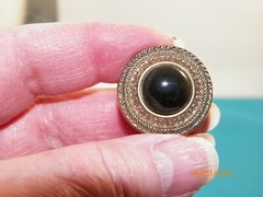 Vintage metal button covers 5 Antique Brass and Acrylic Fine Details Cuff Links