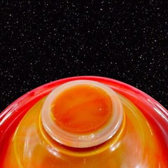 Antique 1920s Northwood Chinese Coral Amberina UV Glow Footed Rolled Rim Bowl