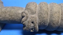 PRE-COLUMBIAN MIXTEC BASALT QUETZALCOATL SERPENT GOD ENTWINED WITH MUSHROOM FIGU