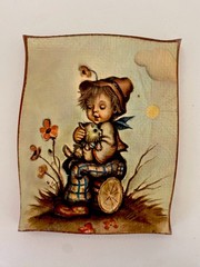 Hummel Style Decorama Inc Set 4 Wood Decoupage Placques Wall Art