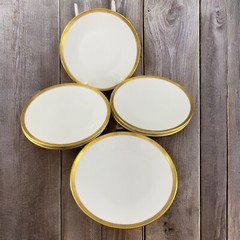 Rosenthal Germany 3680 White Gold Band Black Lines Round Plate Dish 6 Inch Set 6